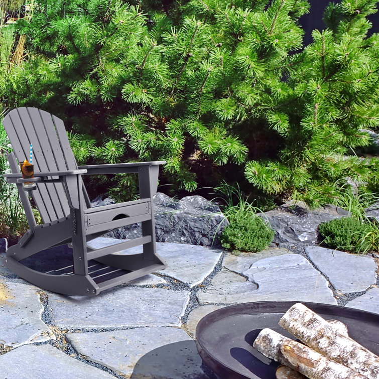 OLYMSOLD Plastic/Resin Folding and Rocking Adirondack Chair with